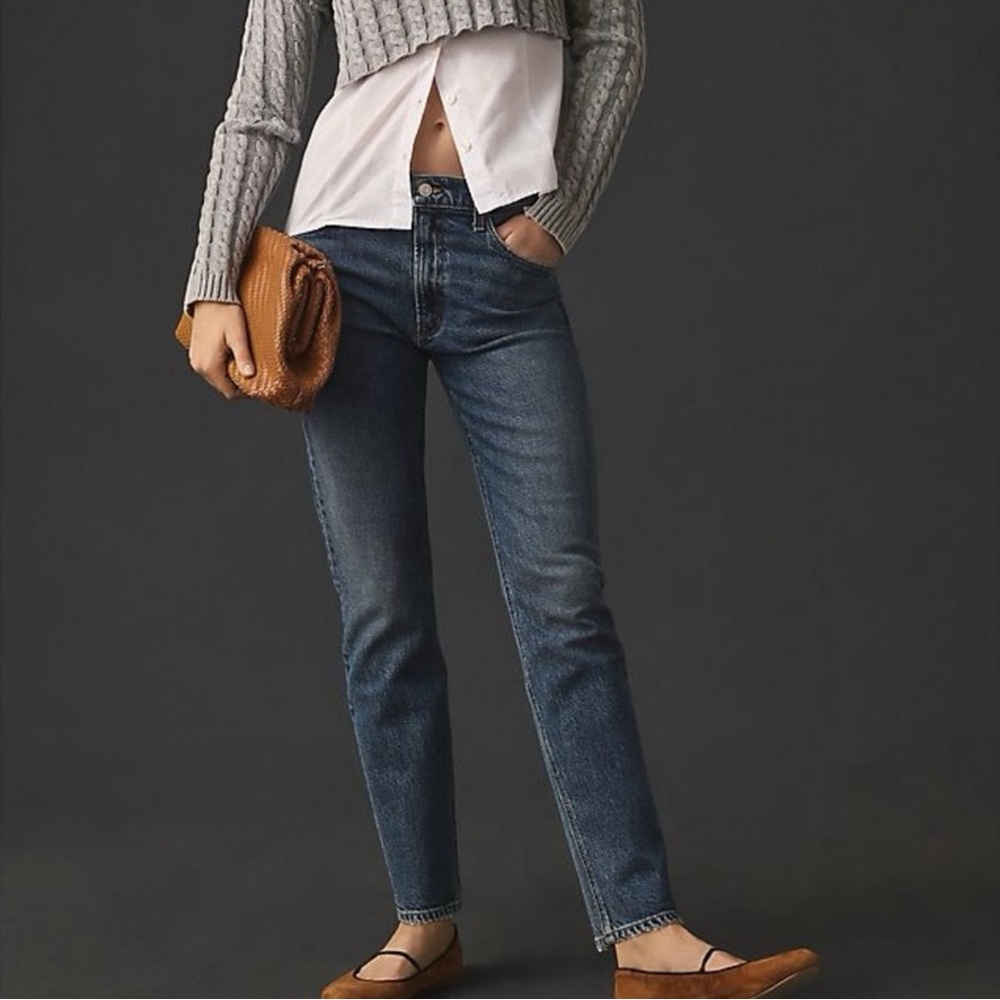 Agolde Mid Blue Cropped Ankle Jeans